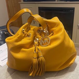 Yellow Leather Bucket Bag